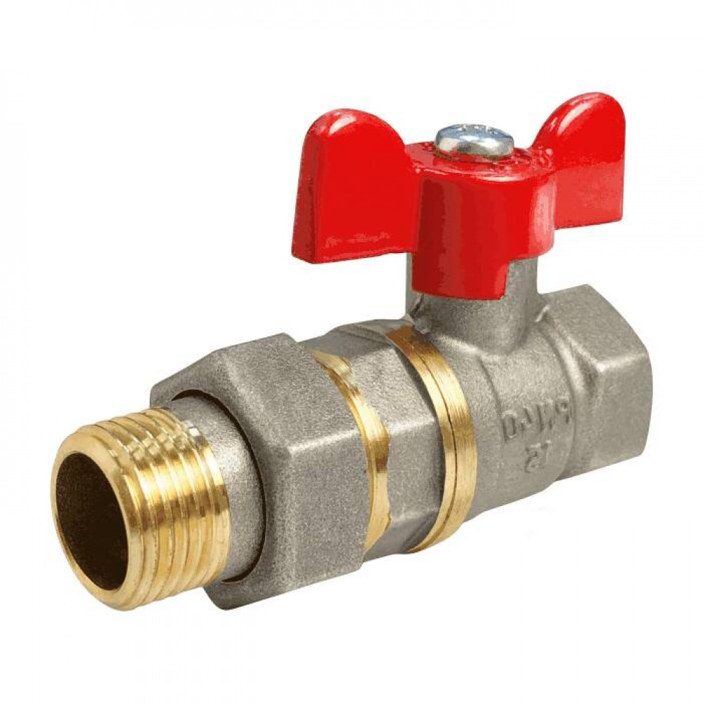 Кран шар. лат. американка VALFEX  ВР/НР, НИКЕЛИР-Й, бабочка,  1/2" (80/20)